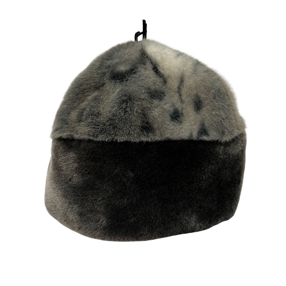 Gilly Forge London Faux Fur Pillbox Hat Grey Animal Print Made in England